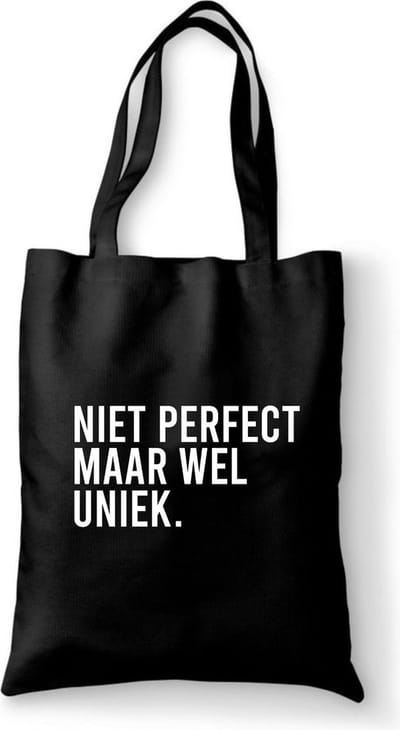 Katoenen tas met tekst Niet perfect maar wel uniek - Sinterklaas cadeautjes - kerstcadeautjes - Sinterklaasgeschenken - Kerstgeschenken - Cadeau vrouw - Cadeau Man