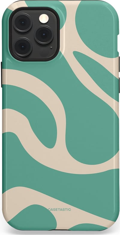 Casetastic hoesje geschikt voor Apple iPhone 12 / Apple iPhone 12 Pro - MagSafe - Dubbellaagse bescherming - Zand Groene Vlaktes - Fashion Case - Saliegroen Zand