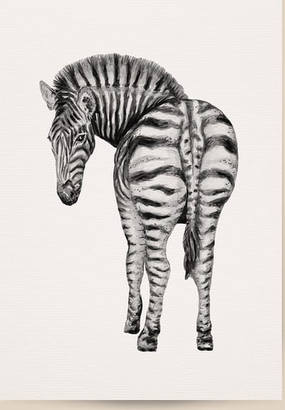 World of Mies poster zebra - A4 - mooi dik papier - Snel verzonden! - tropisch - jungle - dieren in aquarel - geschilderd door Mies