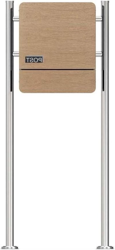 Staande brievenbus - Brievenbus met standaard - Post ontvangen - Houtlook design - 120 cm hoog - Antraciet hout