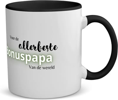 Akyol - voor de allerbeste bonuspapa van de wereld koffiemok - theemok - zwart - Papa - de beste bonusvader - vader cadeautjes - vaderdag - verjaardagscadeau - verjaardag - cadeau - geschenk - kado - gift - vader artikelen - 350 ML inhoud