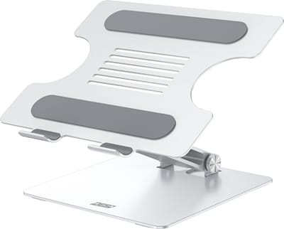 DESQ Aluminium laptopstandaard | Hoogte Verstelbaar 3,5-38,3 cm | Plat opvouwbaar | Licht (1035 gram) | Ergonomische bureaustandaard | Voor alle 10-15,6 inch laptops