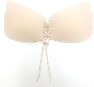Super Sticky Push Up BH's, 2 Pack Trekkoord Strapless Backless Borst Lift Bras geschikt voor Vrouwen Trouwjurken Herbruikbare，Maat/grootte: B