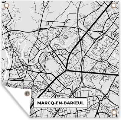 Tuin poster Kaart - Stadskaart - Marcq-en-Barœul - Plattegrond - Frankrijk - 200x200 cm - Tuindoek
