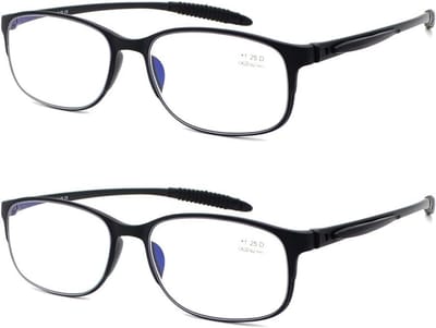 2x Flexibele Dunne Leesbril met Blauwlichtfilter en Etui - Lichtgewicht en Krasbestendig