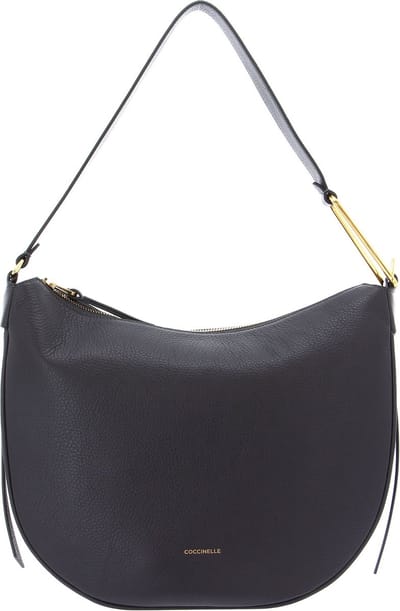 COCCINELLE Leren Schoudertas Coccinelle Priscilla Handbag Grained Leather Ardesia Donkergrijs