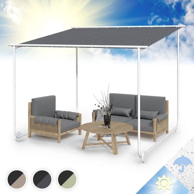 Blumfeldt pergola, metalen paviljoen met polyester schuifdak en grondrollen, zonnescherm met frame, mobiele vrijstaande luifel, zonwering voor tuin & terras, tuinhuisje waterdicht & stabiel