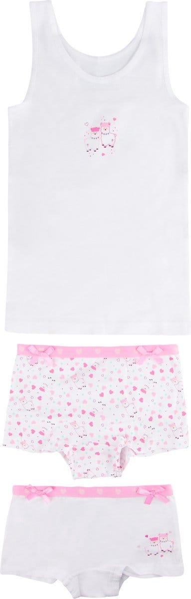 Funderwear meisjes ondergoed - meisjes setje - Alpaca - 2 Boxershorts en hemd setje kind - 122 - Wit