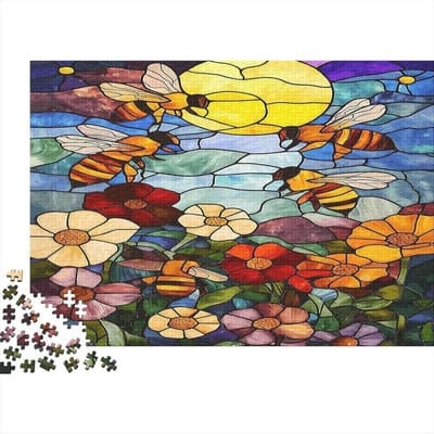 Legpuzzel Bijen Tuin - Puzzel Volwassenen - Mentale Training - Ecologisch Dik Papier - 38x26cm 1000 Stukjes - Kleurrijk