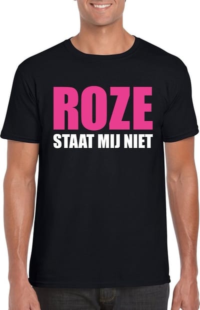 Pride thema kleding - Roze staat mij niet - tekst t-shirt - zwart - voor heren S