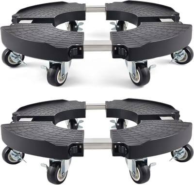 Plantenbakken met wieltjes - 2 stuks, verplaatsbare plantenwagen met 8 afsluitbare wielen, robuust en verstelbaar van 38-53 cm, 350 lb-capaciteit