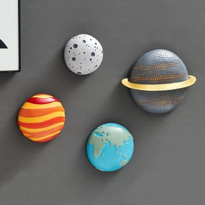 4-Delige Ruimteplaneten Wanddecoratie Set voor Kinderkamer - Zonnestelsel Decoratie