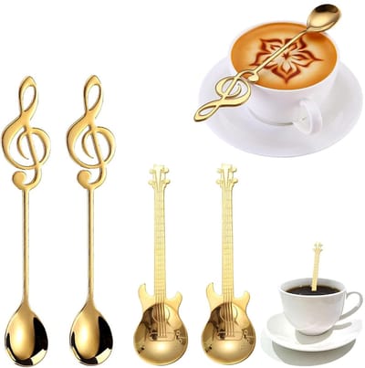 NTHProducts - Guitar Coffee Spoon Set - Muzieklepel - Leuke decoratie - Compact formaat - Koffielepels - Perfect voor muziekliefhebbers - Geschikt voor...