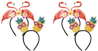 Dailygoods- Hoofdband Hawaï - 4 Stuks - Flamingo/Ananas - Themafeest - Haaraccessoires - Lichtgewicht - Kunststof - Haaraccessoire
