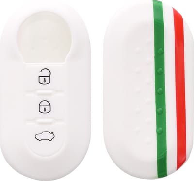 kwmobile autosleutel hoesje geschikt voor Fiat Lancia 3-knops inklapbare autosleutel - Autosleutel behuizing in groen / rood / wit - Italiaanse Strepen design
