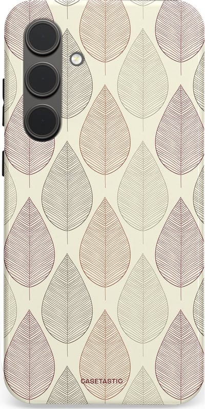 Casetastic hoesje geschikt voor Samsung Galaxy S24 Plus - Dubbellaagse bescherming - Botanisch retro bladeren dans - Fashion Case - Crème