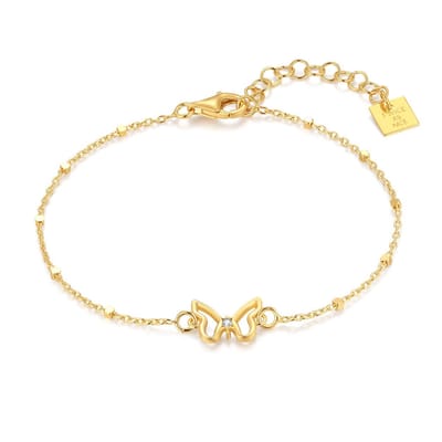 Twice As Nice Armband in 18kt verguld zilver, vlinder 16cm+3cm