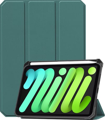 Hoesje Geschikt voor Apple iPad Mini 7 (2024) - 8.3 inch - 7e Generatie - Dun & Stevig - Trifold Bookcase - Hard Cover Case - Met Uitsparing Geschikt voor Apple Pencil - Hardcover Book - Tablet Hoes - Donkergroen
