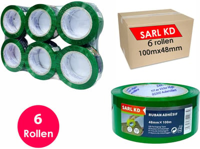 Verpakkingstape - 6 rollen - Groen - PP Plakband - 100m x 48mm - Polypropyleen tape - SARL KD®
