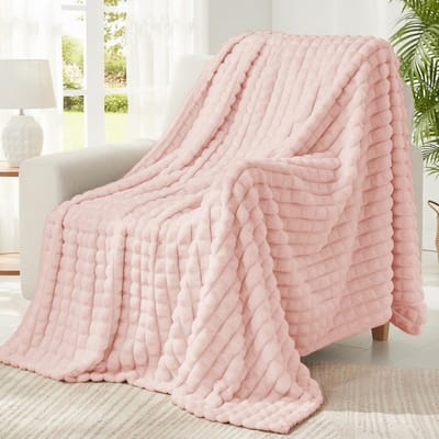 Geruite Decoratieve Flanellen Fleece Deken voor op Bed en Bank, 150x200 cm, Roze | Zachte deken, decoratieve geruite fleecedeken, voor bank en woonkamer, als bankovertrek, gooideken, breed ge