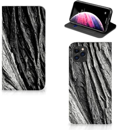 Book Wallet Case Apple iPhone 11 Pro Max Boomschors Grijs