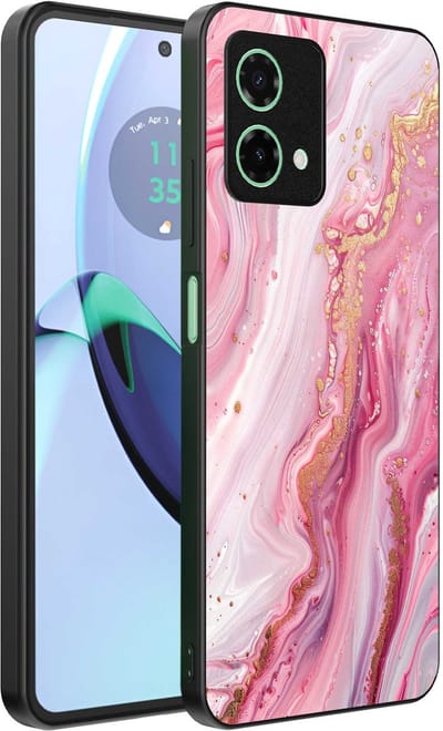 Geschikt voor Motorola Moto G84 Telefoonhoesje met marmer opdruk - TPU backcover case marble design - Roze - Smartphonica geschikt voor Motorola Moto G84