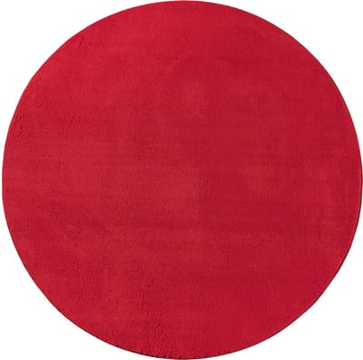 Mia’s Teppiche Taos – superzacht kortflor vloerkleed met antislip rug, wasbaar, rood, 120 cm rond