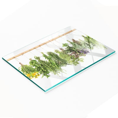 Multifunctionele decoratieve glazen snijplank voor de keuken, geschikt voor kruiden, 80x52 cm