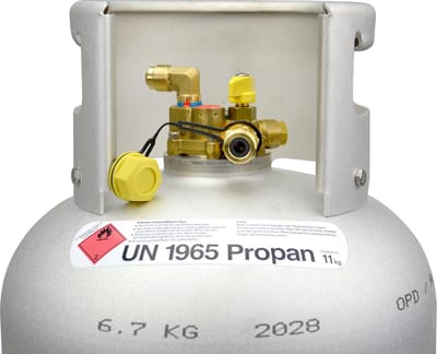 LPG gasfles 27ltr. Alugas TravelMate + zijvulling + filter + terugslagklep + 4 LPG vulnippels