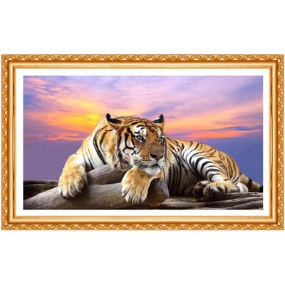 5D DIY Diamond Painting Tiger Crystal Cross Stitch Tiger King of The Forest Handwerk Home Decor 20X30CM beige