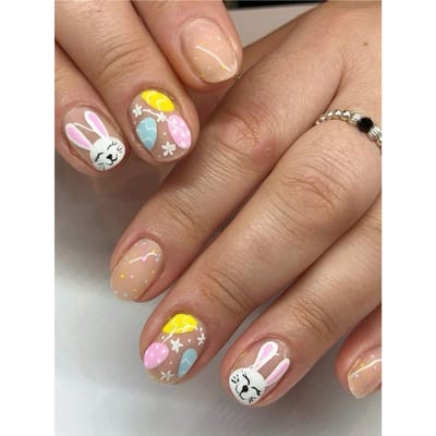 Schattige Vierkante Press-On Nepnagels Cartoon Konijn Nepnagels Pasen Nagels Nagelbenodigdheden veelkleurig