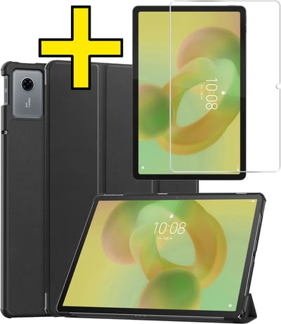 Hoes - Geschikt voor Lenovo Idea Tab - Met Screenprotector - Trifold Bookcase - Hard Cover - Hardcover Book Case - Tablet Hoesje - Zwart