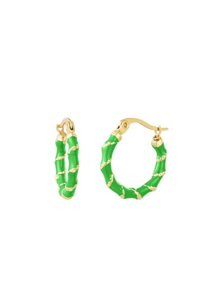 Bijoutheek Oorringen Gedraaid Enamel Groen