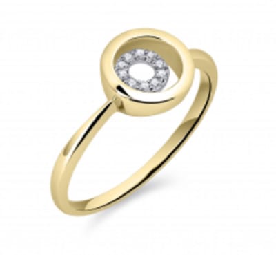 Schitterende 14 Karaat Gouden Ring met Rondje Swarovski Zirkonia's Steentjes 16.00 mm. (maat 50)