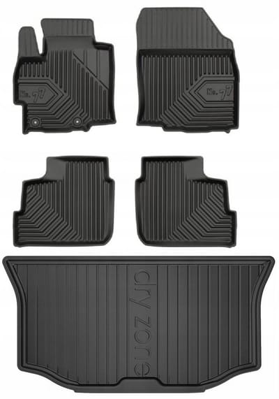 FROGUM 77 Set Automatten en Kofferbakmat - Geschikt voor MITSUBISHI SPACE STAR / MIRAGE (vanaf 2012) - Hoge laadvloer - TPE Rubber - Zwart