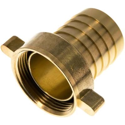 G 1 1/2'' x 38mm Messing Slangpilaar met NBR Afdichting en Vleugelmoer 16 Bar