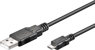 USB Micro B naar USB-A kabel - USB2.0 - tot 1A / zwart - 0,15 meter