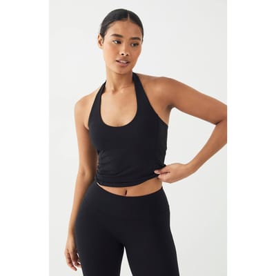 Dames DSGN Studio Sports Ultra Sculpt Naaddetail Gewatteerde Halterneck Top | Zwart | Maat: Medium