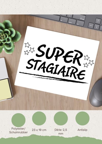 Akyol - super stagiare Muismat - Stagiair - stagiaire - werk - afscheidscadeau - verjaardagscadeau - kado - 23 bij 19 cm