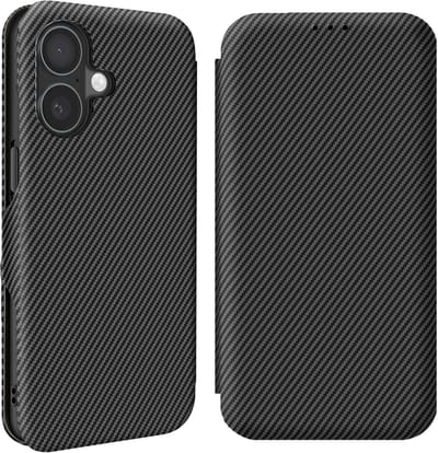 Avizar Anti-RFID-hoesje van koolstofvezel Geschikt voor Apple iPhone 16, Zwart