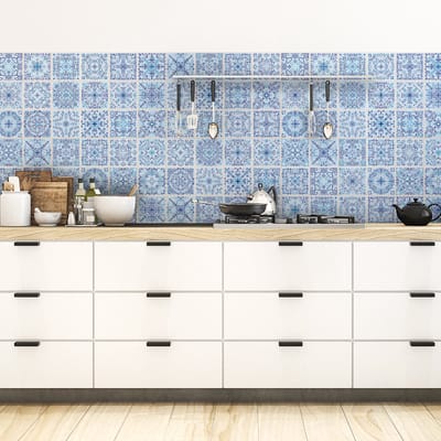 Zelfklevende tegelmuurstickers voor keuken en badkamer - 60 Magdalena Azulejos cementtegelstickers - 60 stickers, 20x20cm