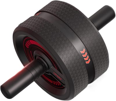 Buikwiel - Buikoefenrol - Kern Training - Ademende Antislip Handgrepen - 18 Centimeter - Zwart
