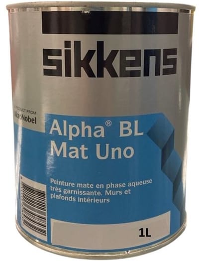 Sikkens Alpha BL mat Uno - Watergedragen muurverf binnen - Uitstekende dekking - 1 L - RAL 9010 Pure White ( gebrokenwit)