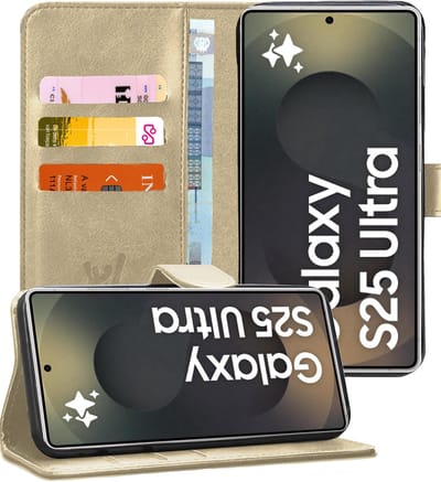 Hoesje geschikt voor Samsung Galaxy S25 Ultra - Portemonnee Book Case Goud