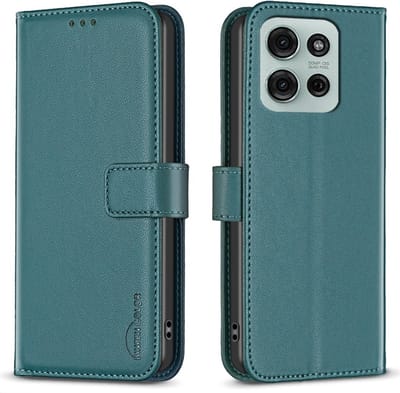 BINFEN Hoesje - Geschikt voor Motorola Moto G75 Hoesje - BINFEN Color Book Case - Groen