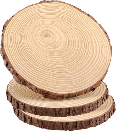 Set van 3 Onbewerkte Houten Cirkels van 23-25 cm, Natuurlijke Ronde Schijven voor Creatieve Projecten, Decoratie en DIY-Huwelijksornamenten