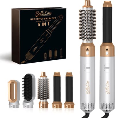 BellaLine - Airstyler - Krultang 5 in 1 - Fohnborstel - 5 in 1 Multi styler - krultang - Multistyler - Multistyler krultang - Fohn - Haardroger - Haardroger met Borstel