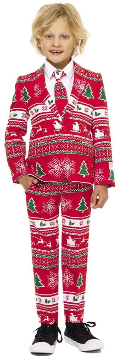 OppoSuits Winter Wonderland - Jongens Kerst Kostuum - Kerstpak - Kids - Rood - Kerst - Maat 92/98