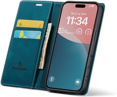 CaseMania Bookcase hoesje geschikt voor iPhone 16 - Effen Groen - Kunstleer
