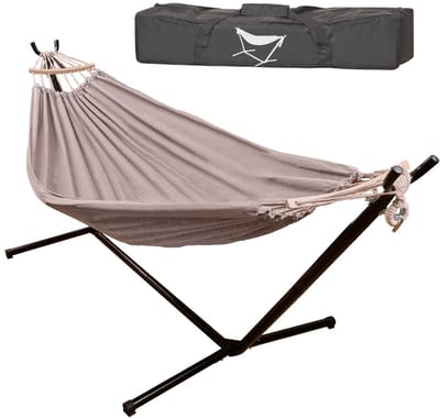Tuinhangmat Met Frame Tweepersoons Schommelrek Hangmatstandaard Groot Sterk + Hoes 200cm 100kg